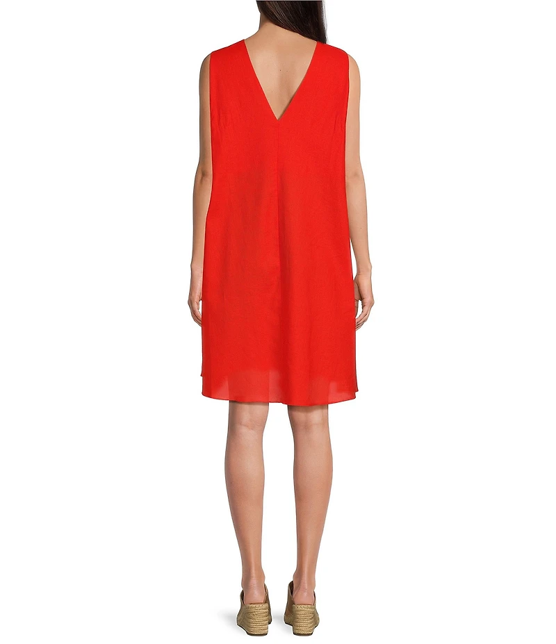 Gibson & Latimer Woven Crew Neck Sleeveless Deep Backline Twist Caftan Dress
