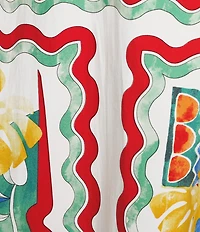 Gibson & Latimer Woven Capri Beach Print Mid Rise A-Line Flounce Midi Coordinating Skirt