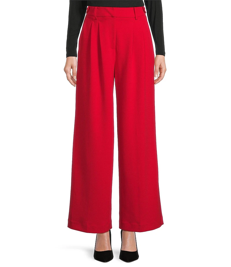 Gibson & Latimer Woven High Rise Pleated Front Wide Leg Coordinating Trousers