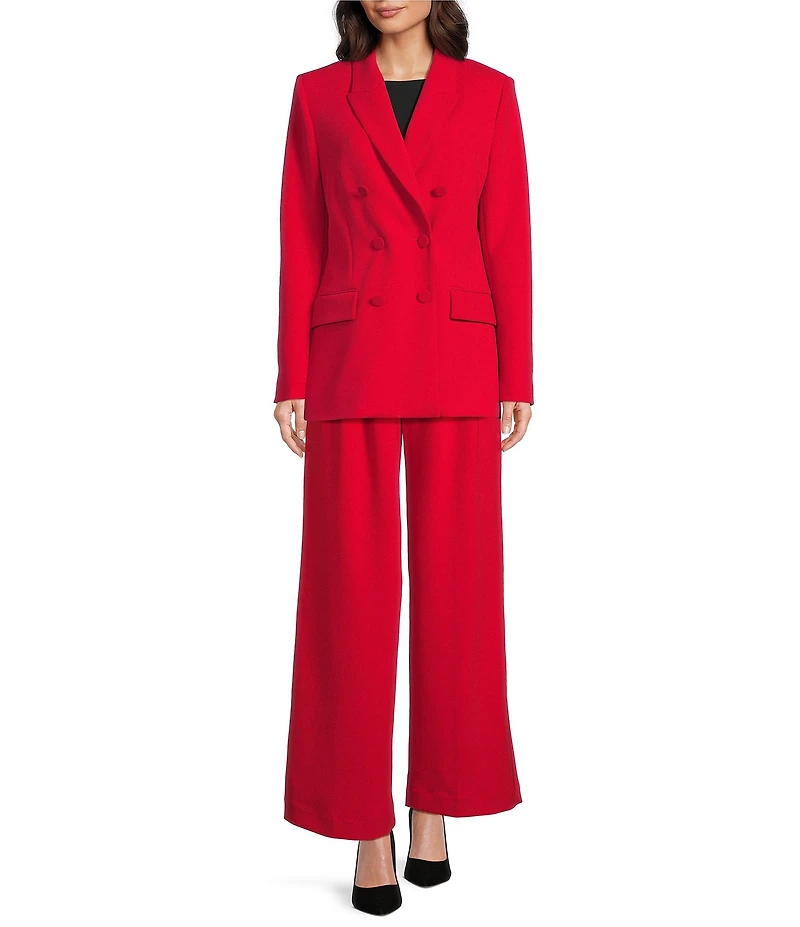 Gibson & Latimer Woven High Rise Pleated Front Wide Leg Coordinating Trousers