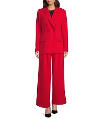Gibson & Latimer Woven High Rise Pleated Front Wide Leg Coordinating Trousers