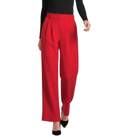 Gibson & Latimer Woven High Rise Pleated Front Wide Leg Coordinating Trousers
