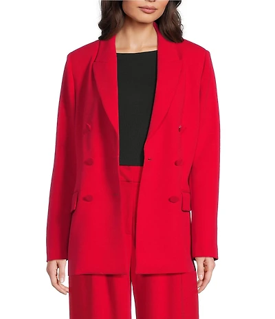 Gibson & Latimer Woven Notch Lapel Long Sleeve Double Breasted Coordinating Blazer