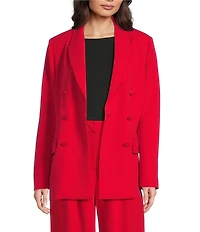 Gibson & Latimer Woven Notch Lapel Long Sleeve Double Breasted Coordinating Blazer