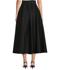 Gibson & Latimer Woven Poplin High Rise Pleated A-Line Flounce Maxi Skirt