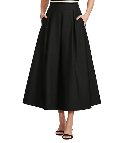 Gibson & Latimer Woven Poplin High Rise Pleated A-Line Flounce Maxi Skirt