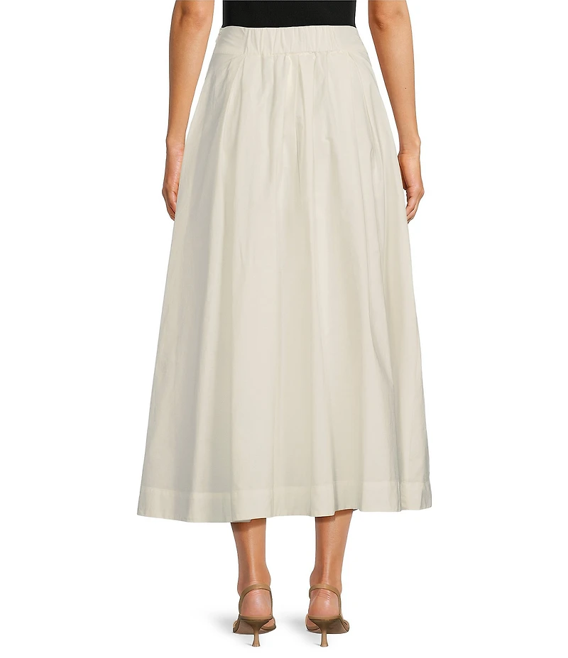 Gibson & Latimer Woven Poplin High Rise Pleated A-Line Flounce Maxi Skirt