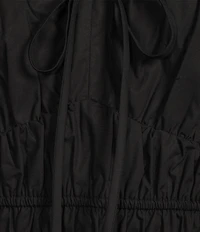 Gibson & Latimer Woven Scoop Tie Neck Spaghetti Strap Smocked Bodice Drop Waist A-Line Flounce Maxi Dress
