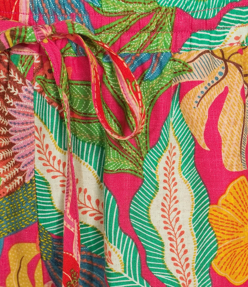 Gibson & Latimer Woven Tropical Print High Rise Elastic Drawstring Waist Coordinating Shorts