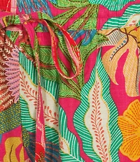 Gibson & Latimer Woven Tropical Print High Rise Elastic Drawstring Waist Coordinating Shorts