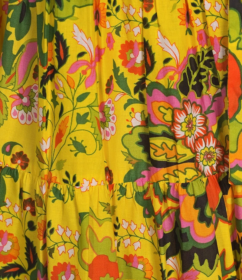 Gibson & Latimer Woven Voile Floral Print Surplice V-Neck Sleeveless Tie Waist Wrap Midi Dress