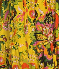 Gibson & Latimer Woven Voile Floral Print Surplice V-Neck Sleeveless Tie Waist Wrap Midi Dress