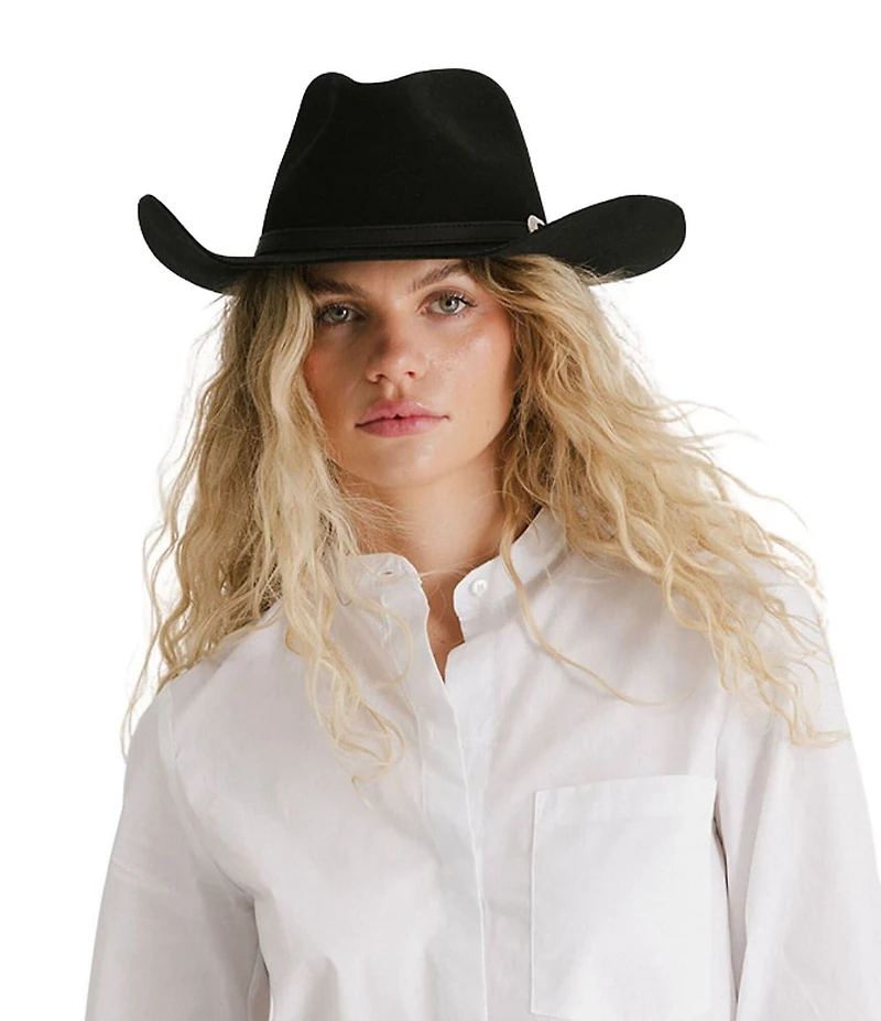 Gigi Pip Dean Rancher Leather Buckle Band Wool Cowboy Hat