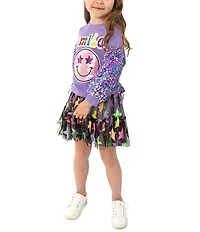 Girls Like Us Little Girls Long Sleeve Crew Neck Graphic Shirt & Gathered Tiered Star Skirt Set