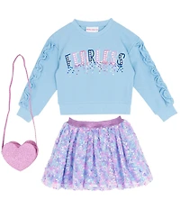 Girls Like Us Little Girls Long Sleeve Fearless French Terry Sweatshirt & Sequin-Embellished Tutu Set