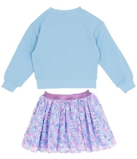 Girls Like Us Little Girls Long Sleeve Fearless French Terry Sweatshirt & Sequin-Embellished Tutu Set