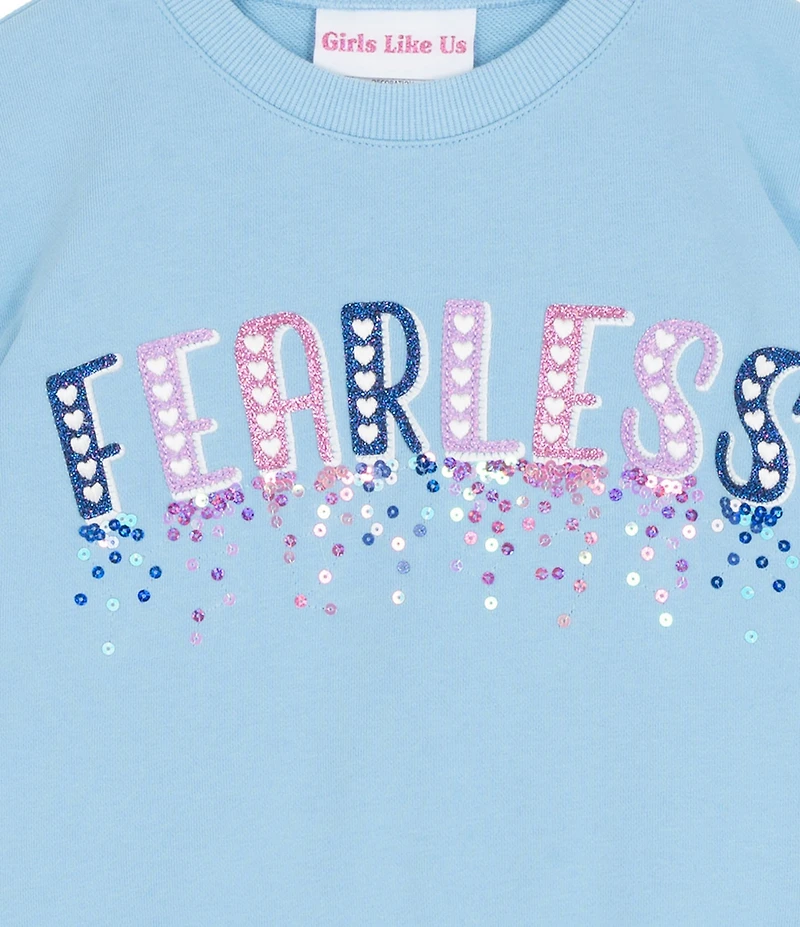 Girls Like Us Little Girls Long Sleeve Fearless French Terry Sweatshirt & Sequin-Embellished Tutu Set