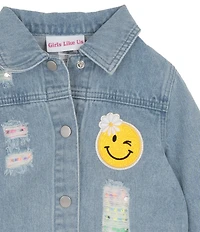 Girls Like Us Little Girls Short Sleeve Top & Denim Jacket With Sequin TuTu 3-Piece Set