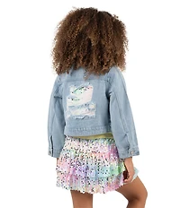 Girls Like Us Little Girls Short Sleeve Top & Denim Jacket With Sequin TuTu 3-Piece Set