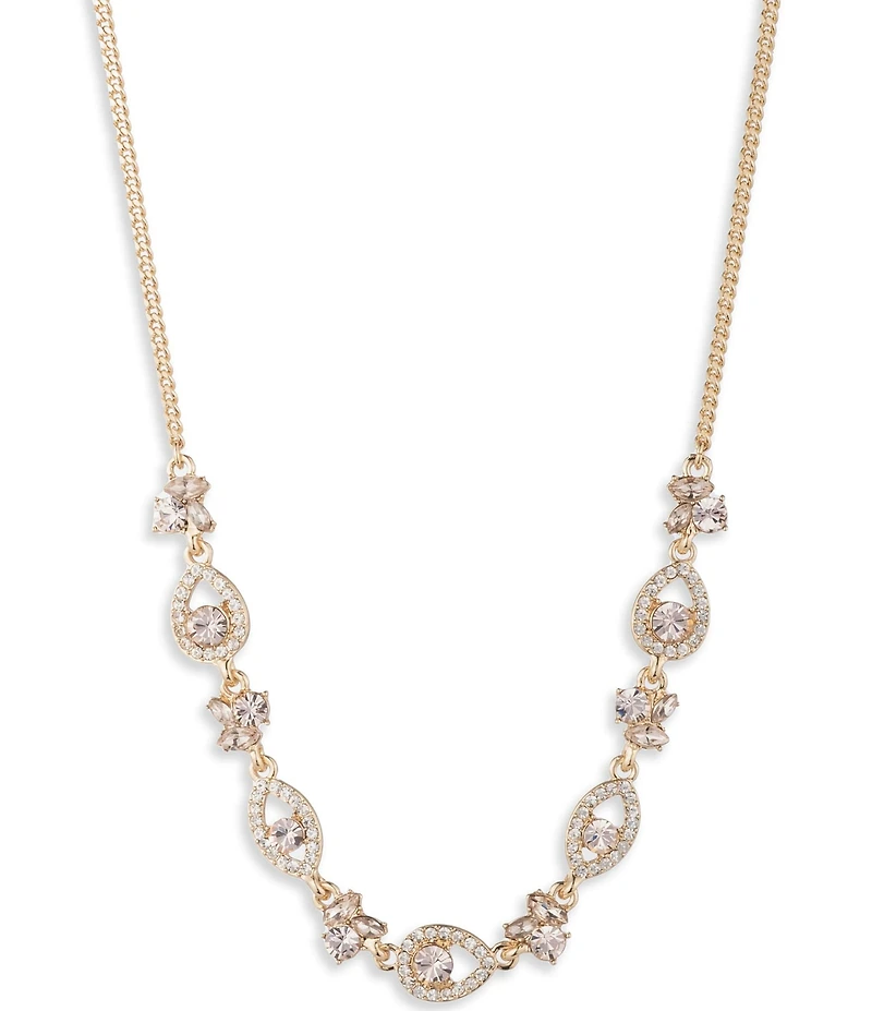 Givenchy Gold Tone Crystal Frontal Collar Necklace