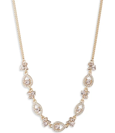 Givenchy Gold Tone Crystal Frontal Collar Necklace