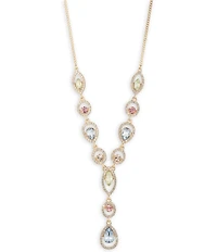 Givenchy Gold Tone Crystal Y Necklace