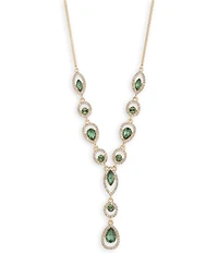 Givenchy Gold Tone Crystal Y Necklace