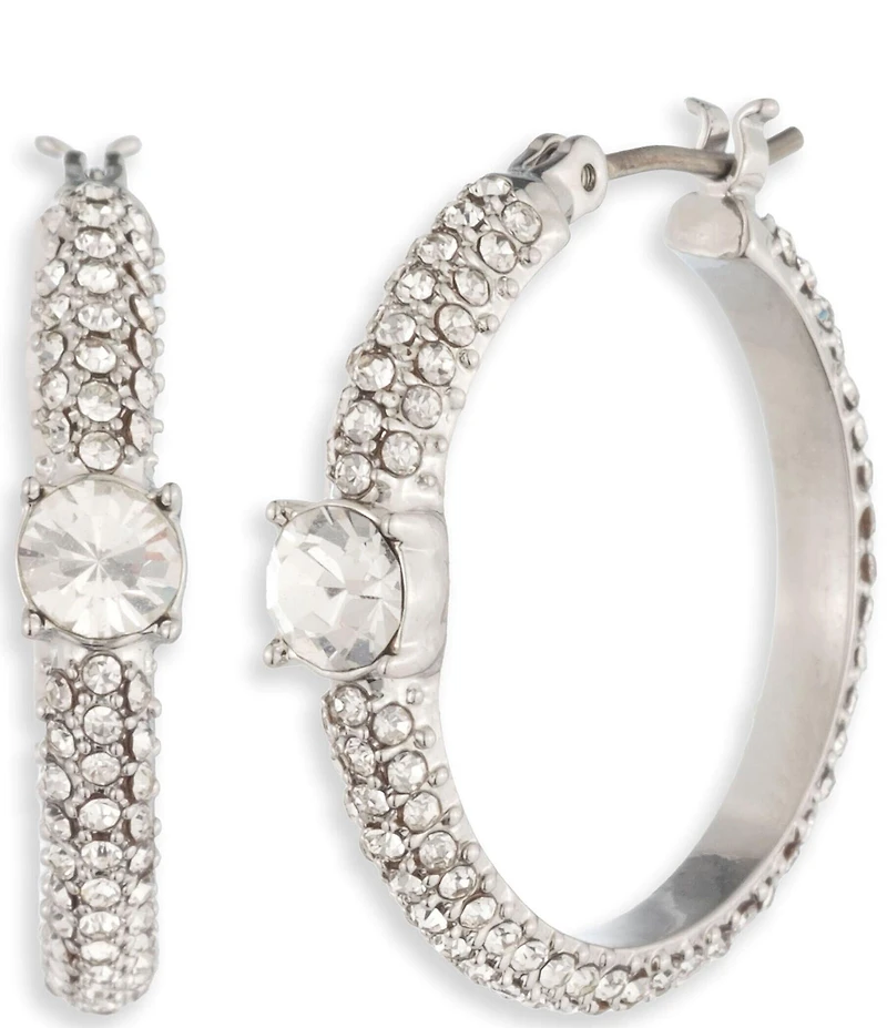 Givenchy Pave Hoop Earrings