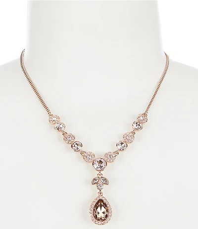 Givenchy Crystal Rose Gold Pear Y-Necklace