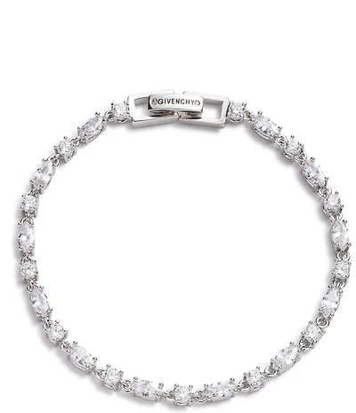 Givenchy Silver Tone Crystal Tennis Flex Line Bracelet