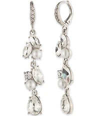 Givenchy Crystal and White Pearl Linear Earrings