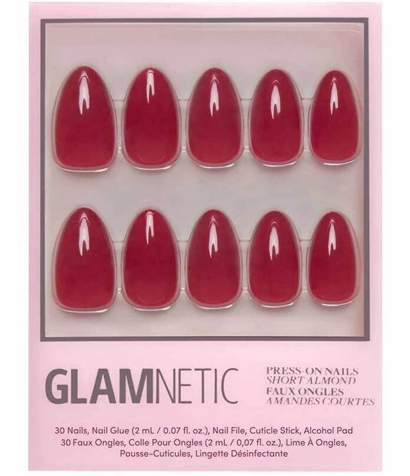 GLAMNETIC Classic Red Short Almond Nails