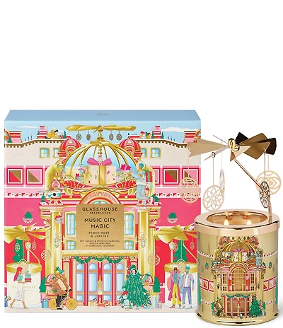 Glasshouse Fragrance Music City Magic Candle & Spinning Carousel