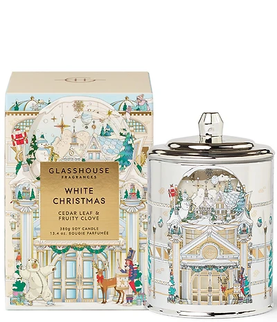Glasshouse Fragrances White Christmas Cedar Leaf & Fruity Clove Triple Scented Candle