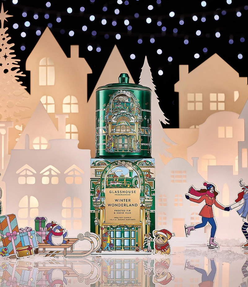Glasshouse Fragrances Winter Wonderland Frosted Fir & Snow Gum Triple Scented Candle