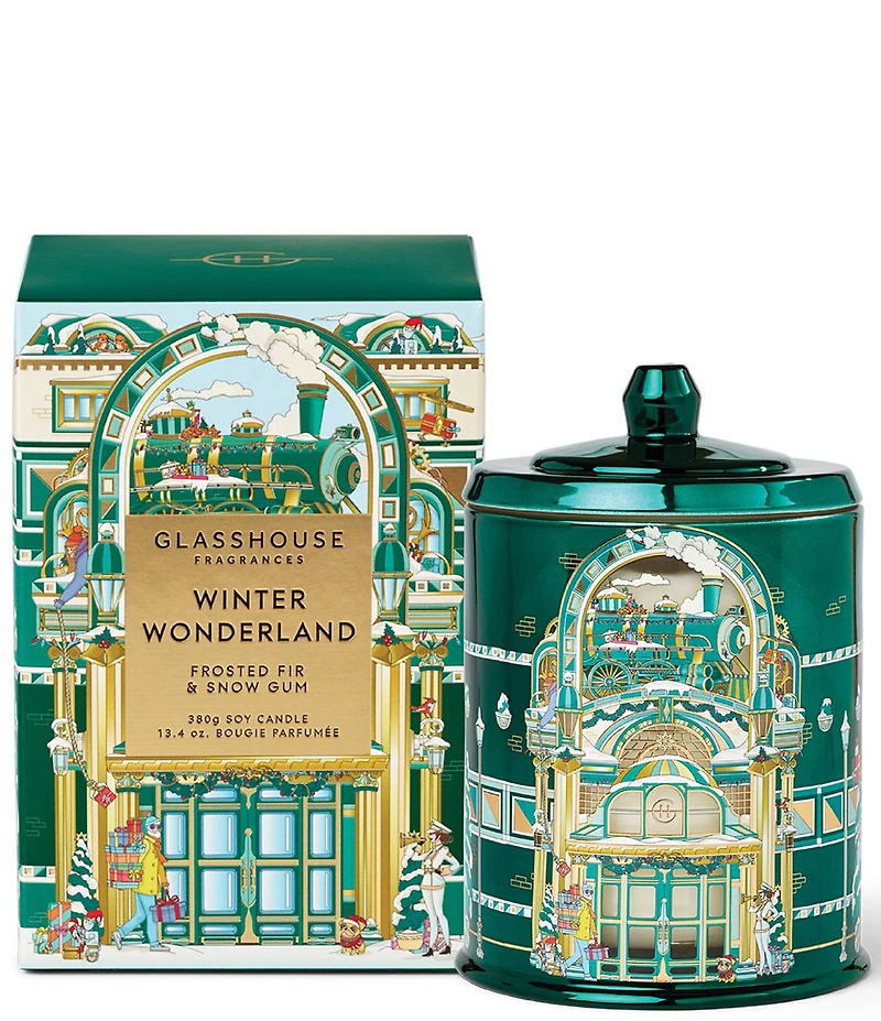 Glasshouse Fragrances Winter Wonderland Frosted Fir & Snow Gum Triple Scented Candle