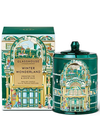 Glasshouse Fragrances Winter Wonderland Frosted Fir & Snow Gum Triple Scented Candle