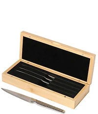 Global 4-Piece Steak Knife Set With Bamboo Box