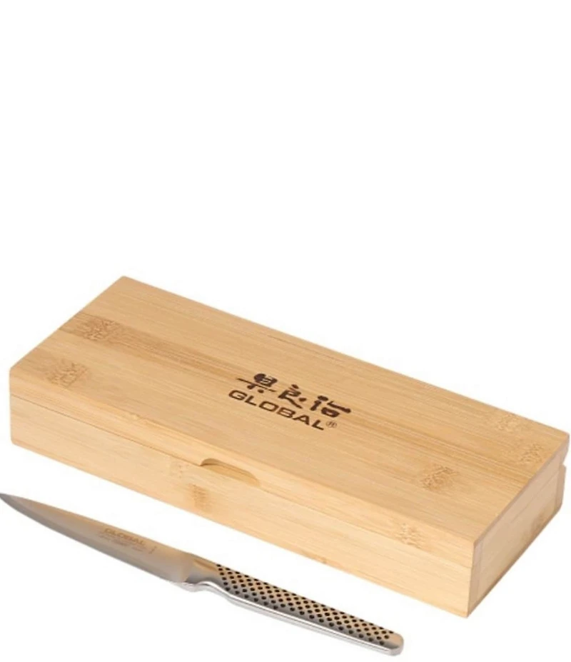 Global 4-Piece Steak Knife Set With Bamboo Box