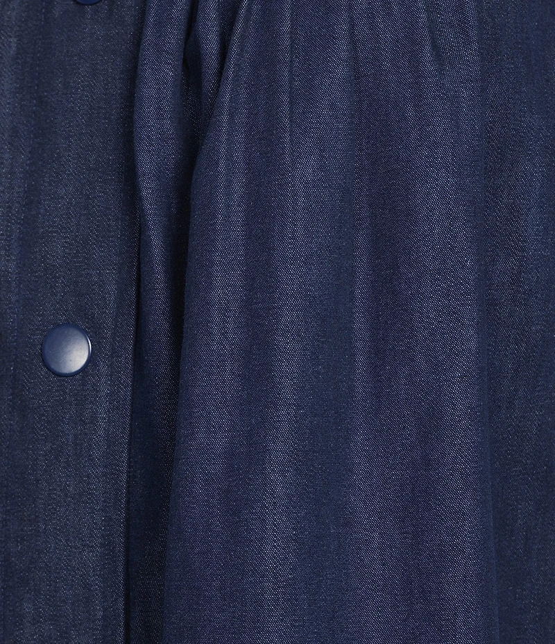 Go Softly Embroidered Butterfly Denim Short Sleeve Snap-Front Patio Dress