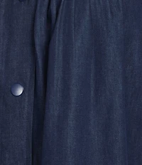 Go Softly Embroidered Butterfly Denim Short Sleeve Snap-Front Patio Dress