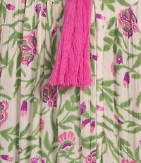 Go Softly Floral Print Short Sleeve V-Neck Zip-Front Crinkle Patio Dress