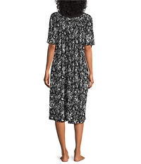 Go Softly Floral Print Short Sleeve V-Neck Zip-Front Patio Dress