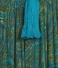 Go Softly Paisley Short Sleeve V-Neck Zip-Front Crinkle Patio Dress