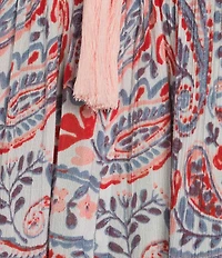 Go Softly Paisley Short Sleeve V-Neck Zip-Front Crinkle Patio Dress