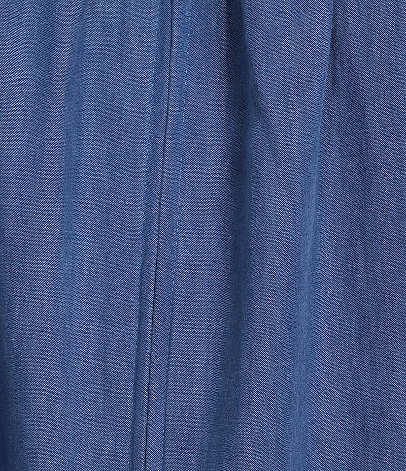 Go Softly Plus Size Embroidered Birdhouse Denim Short Sleeve Zip-Front Patio Dress