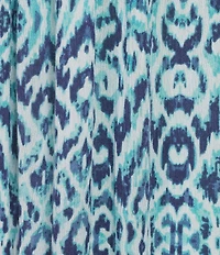 Go Softly Plus Size Ikat Print V-Neck Short Sleeve Zip-Front Crinkle Patio Dress