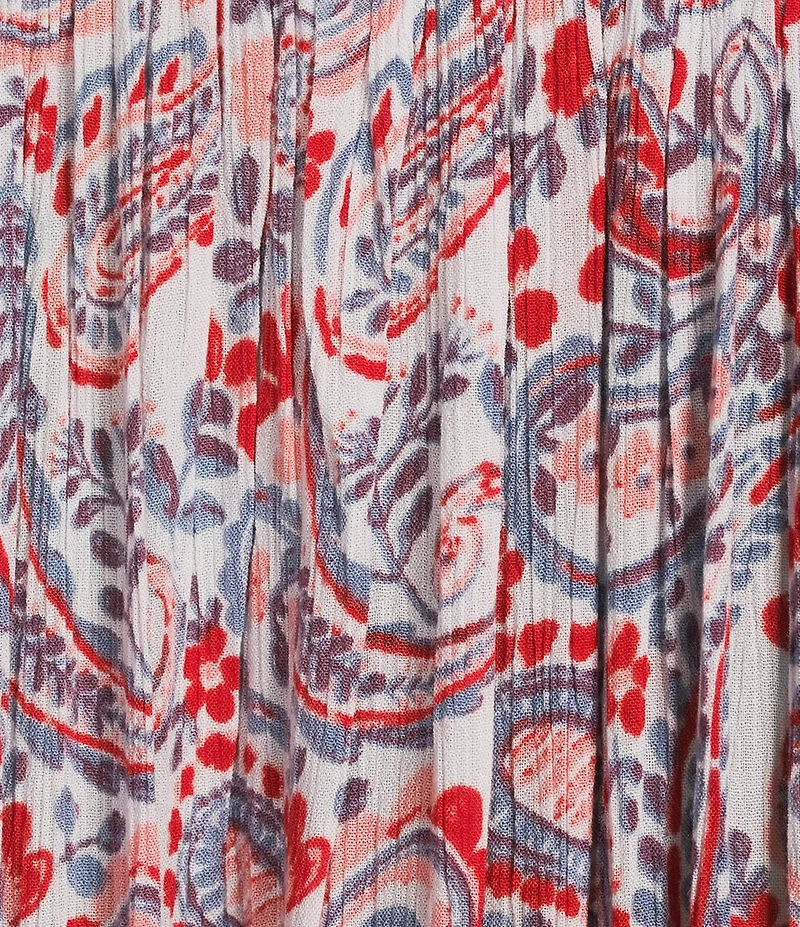 Go Softly Plus Size Paisley Short Sleeve V-Neck Zip-Front Crinkle Patio Dress