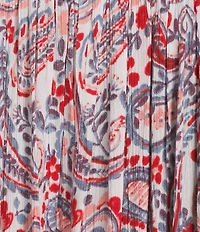 Go Softly Plus Size Paisley Short Sleeve V-Neck Zip-Front Crinkle Patio Dress