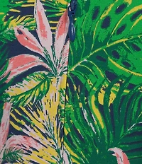 Go Softly Pretty Palms Print Short Sleeve V-Neck Zip-Front Knit Patio Dress